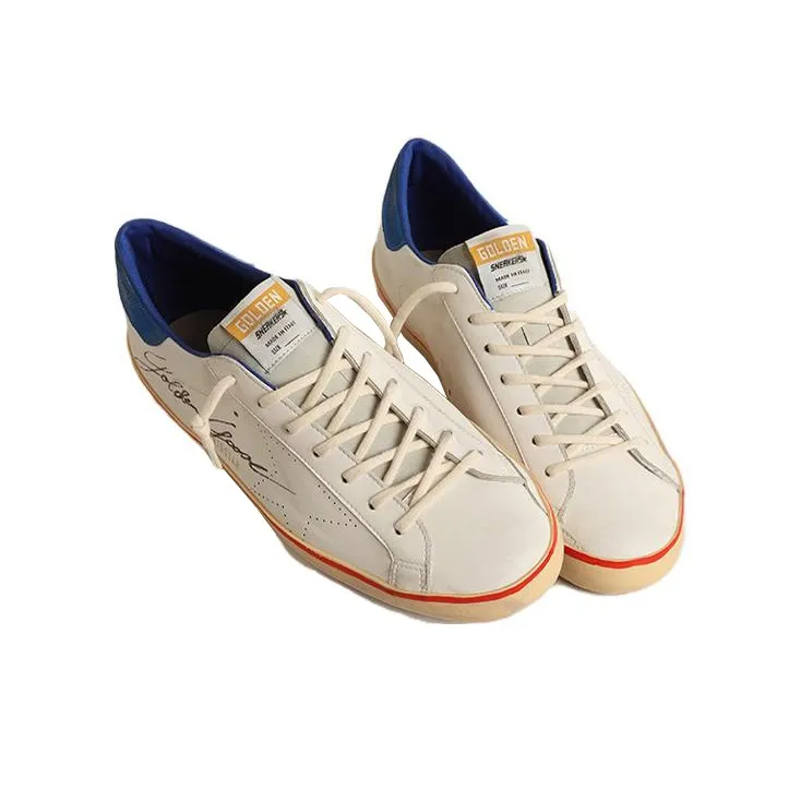 Golden Goose Super Star Anti Slip Wear Resistant Low Top Skateboard Shoes Men's White Blue-2