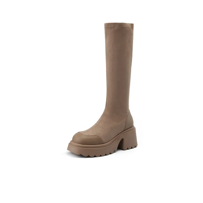 JOSINY Knee high Boots Women's Black/Khaki-5
