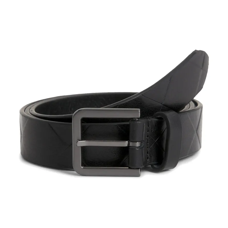 CK/Calvin Klein Solid Color Emblem Embossed Decoration Pin Buckle Leather Belts Women's Black Width: 2.5cm-0