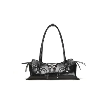 Omentar Cow Leather Shoulder Bag Regular Women's Black/White