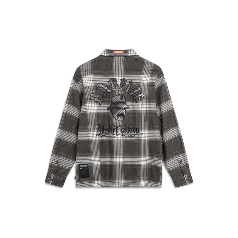 LINING Badfive Shirts Men Obsidian Gray Ecru Ebony Black-1