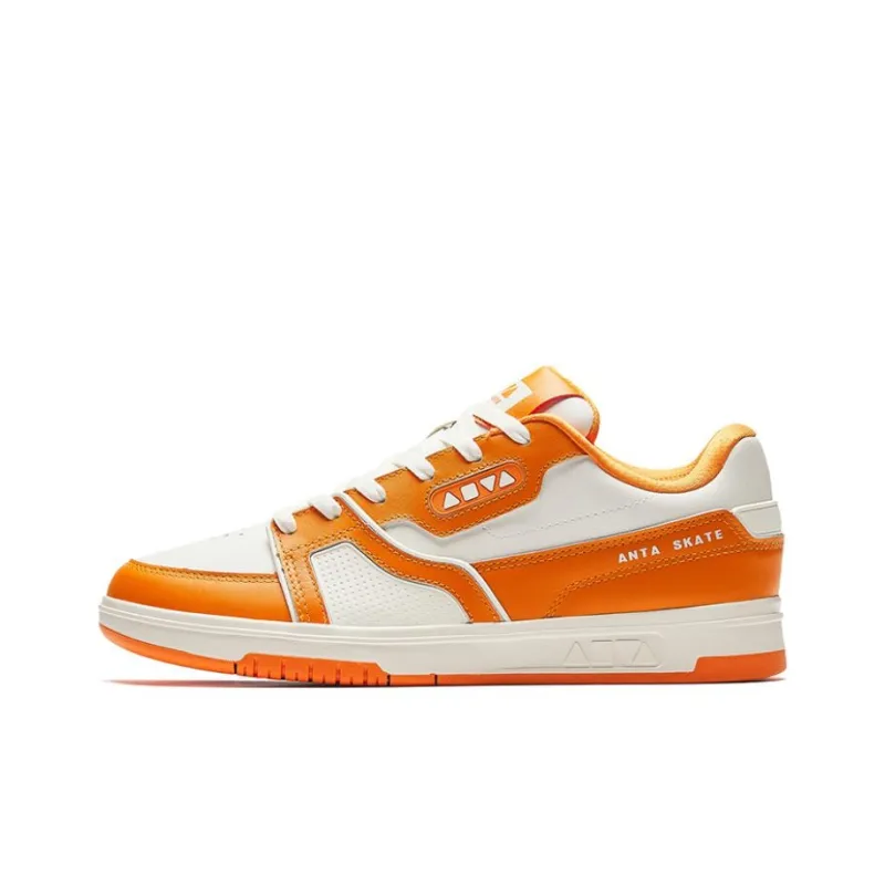 Anta Cushioning Wear Resistant Low Top Skateboard Shoes Men's White Orange-0