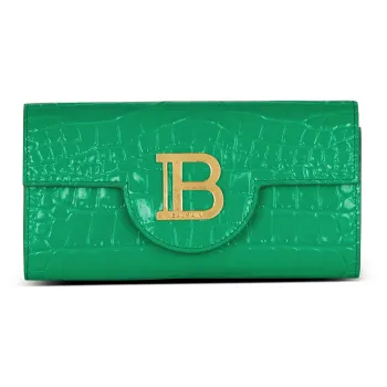 BALMAIN B-BUZZ Calfskin Wallet Women's Green