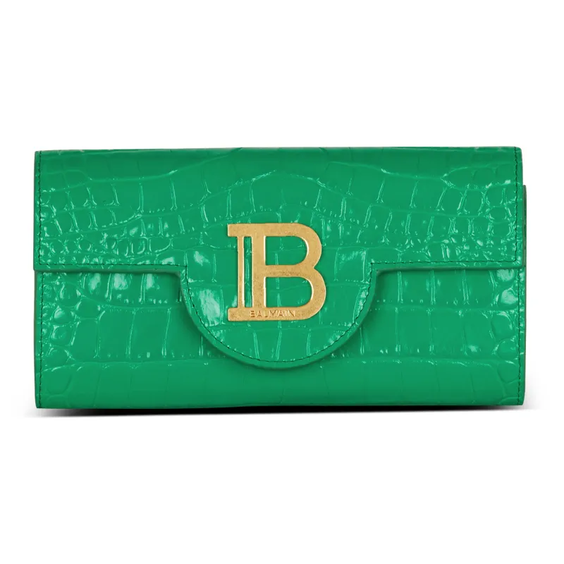 BALMAIN B-BUZZ Calfskin Wallet Women's Green-0