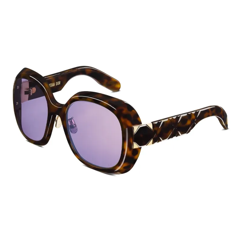 DIOR Acetate Irregular Shape Sunglasses Women's Brown-0