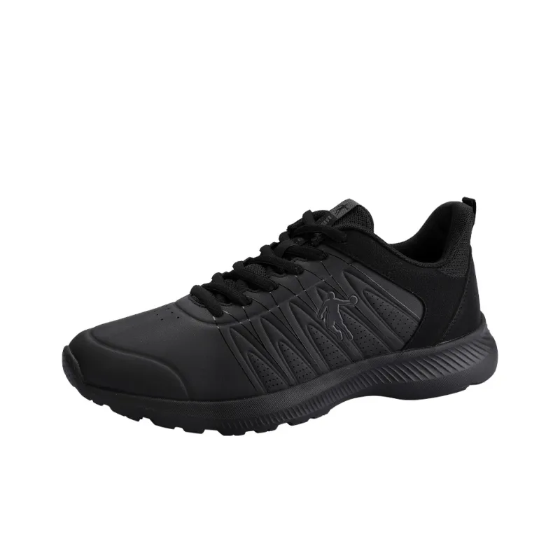 QIAODAN Cushioned Anti Slip Wear Resistant Waterproof And Breathable Low Top Running Shoes Men's Black Gray-2