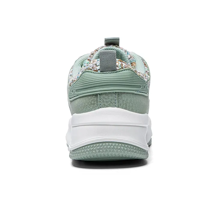 Warrior Chanel Inspired White Sneakers Wear resistant And Lightweight Low Top Skateboard Shoes Women's Beige Green-3