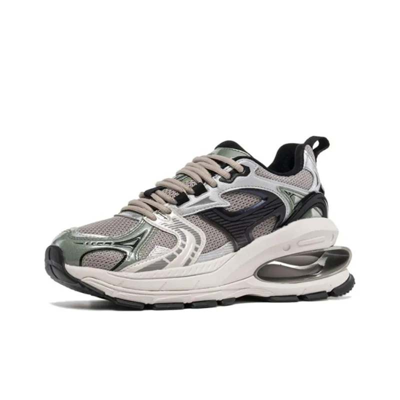 LiNing Project* Cushioning Wear Resistant Low Top Chunky Sneakers Women's Gray Black-2