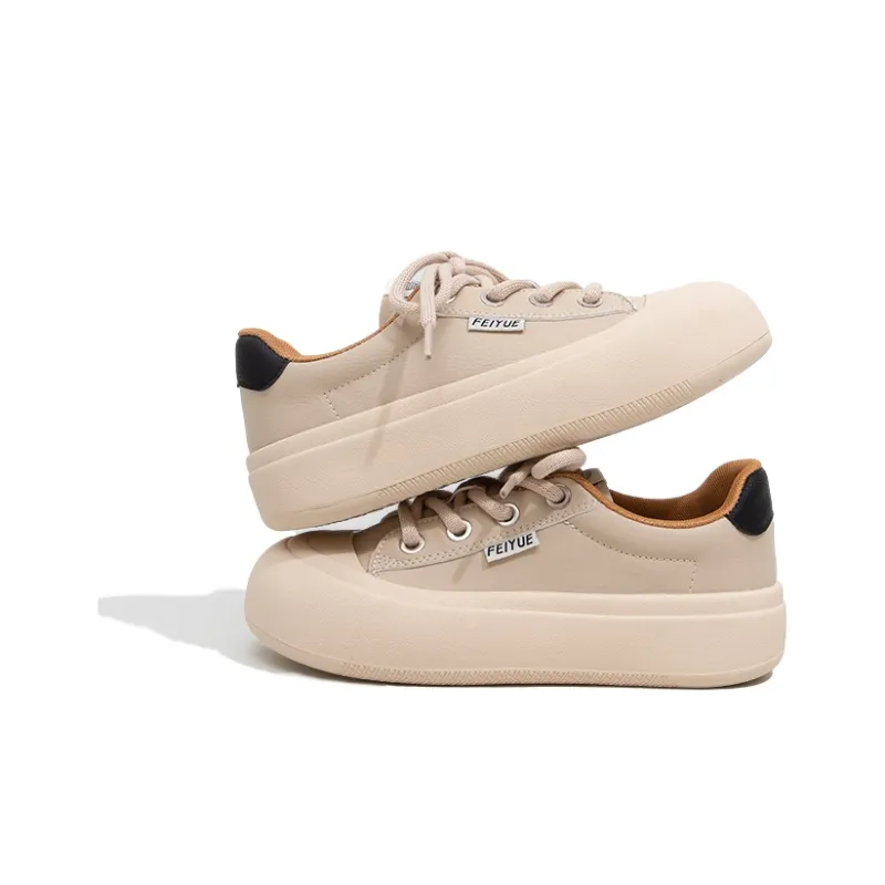 Feiyue Slip Resistant, Abrasion Resistant, Breathable Low Top Chunky Shoes Women's Beige-3
