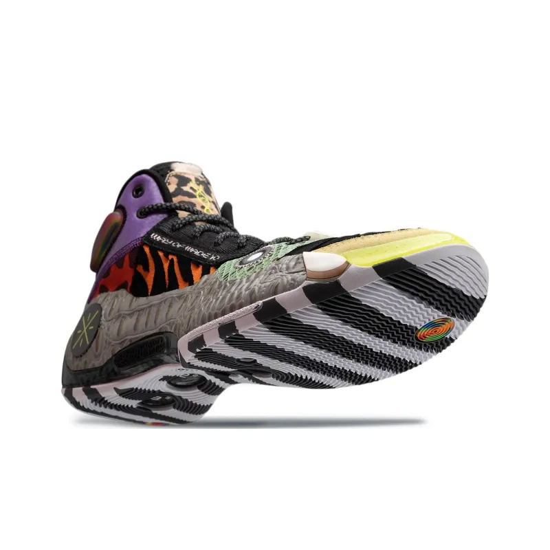 LiNing WOW 10 Zoo Cushioned Slip Resistant Mid Top Basketball Shoes Men's Black Purple Blue-5