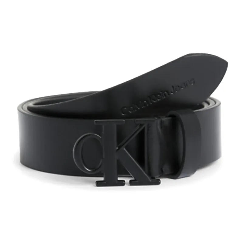 CK/Calvin Klein Logo Emblem Smooth Buckle Women's Black 3CM-0
