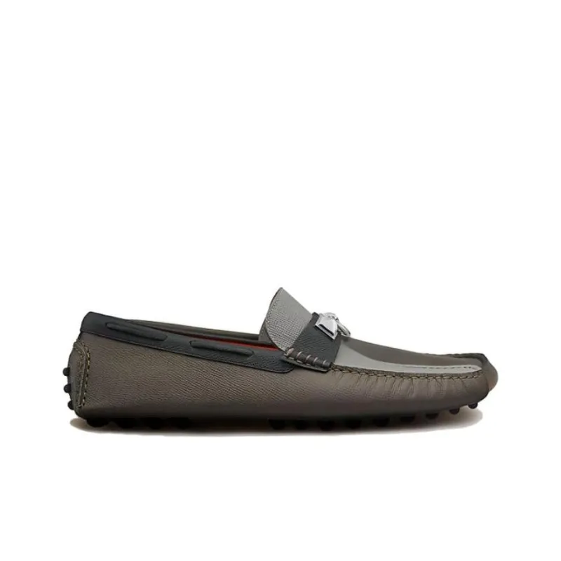 HERMES Irving Loafers Men's Gray Green-1