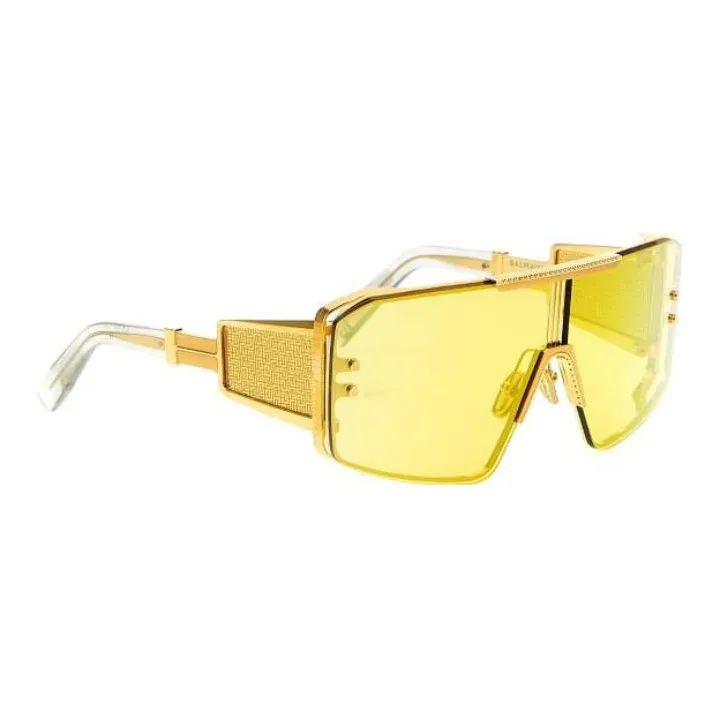 BALMAIN Acetate Irregular Shape Sunglasses Men's Yellow-2