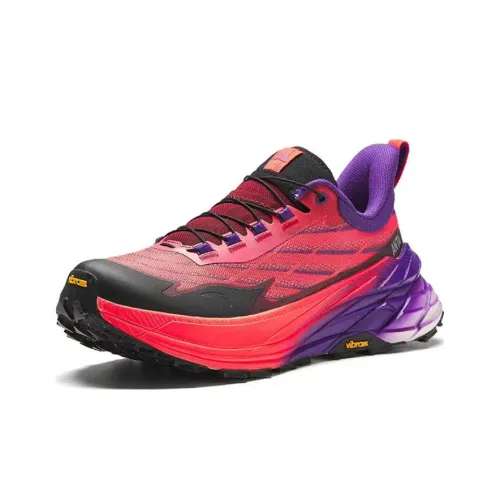 ANTA Running Collection Running Shoes Men Low-Top Fluorescent Deep Red/Black/Imperial Purple