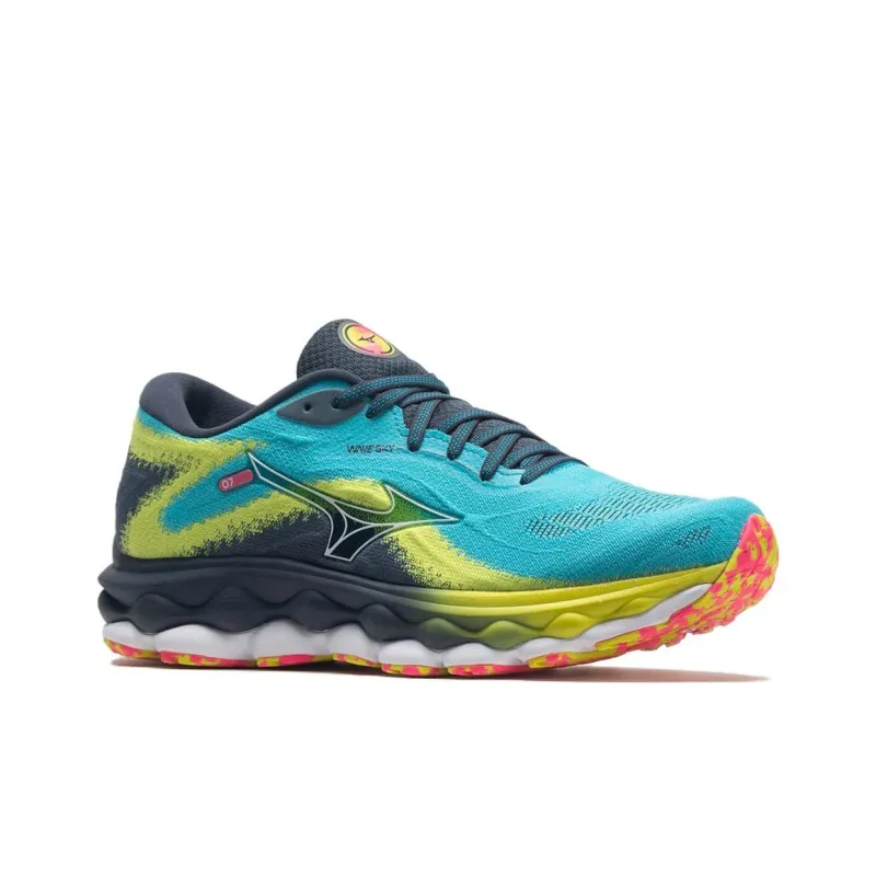 Mizuno Wave Sky 7 Wear Resistant Low Top Running Shoes Men's Blue-2