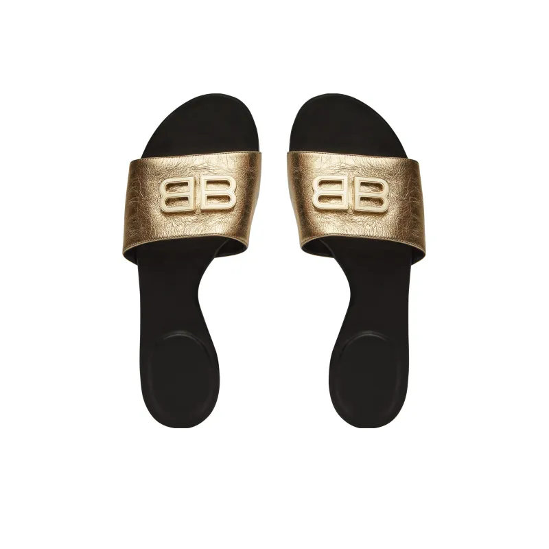 Balenciaga Groupie Rubber Sole Abrasion Resistant Slide Slippers Women's Gold-4