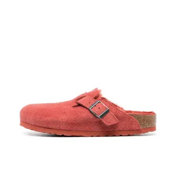 Birkenstock Boston Shearling Suede Leather Narrow Fit 'Sienna Red' Women's
