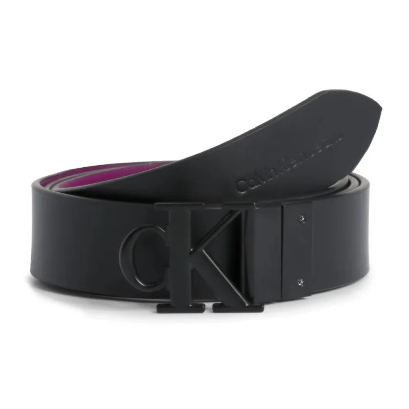CK/Calvin Klein Logo Emblem Double-Sided Smooth Buckle Leather Belts Women's Purple Width: 3CM-1