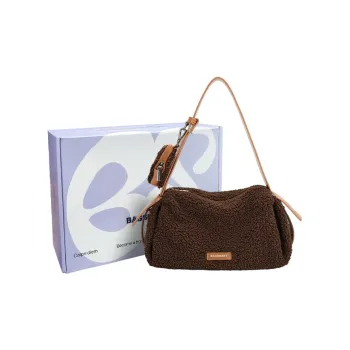 BAGSMART Sherpa Handbags Shoulder Bags Small Size Women's Dark Brown/Earth Yellow/Rose Red/Black