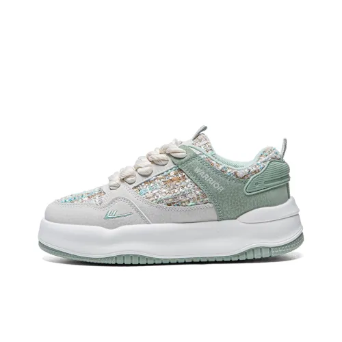 Warrior Chanel-Inspired White Sneakers Wear-resistant And Lightweight Low-Top Skateboard Shoes Women's Beige Green