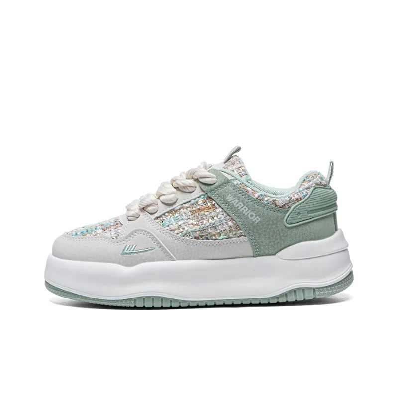 Warrior Chanel Inspired White Sneakers Wear resistant And Lightweight Low Top Skateboard Shoes Women's Beige Green-0