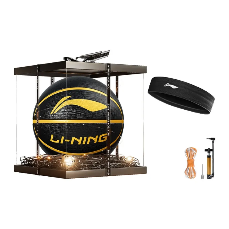 LiNing CBA Collection Rubber Basketball Black Gold Size 7 Training Unisex-6