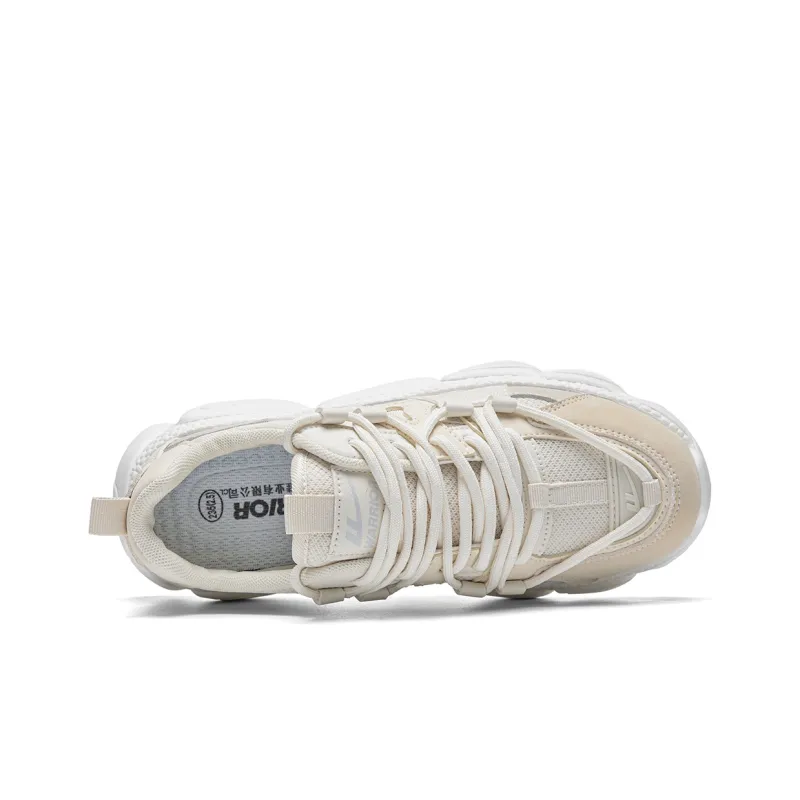 Warrior Paw Shoes Cushioned Anti Slip Wear Resistant Breathable Lightweight Low Top Chunky Sneakers Women's Beige Khaki-2