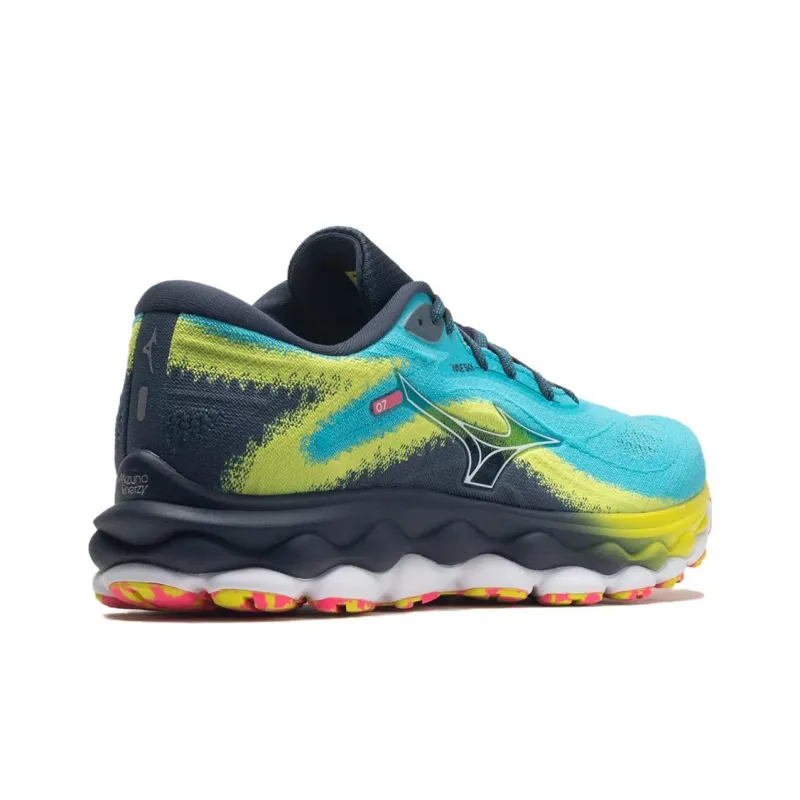 Mizuno Wave Sky 7 Wear Resistant Low Top Running Shoes Men's Blue-3