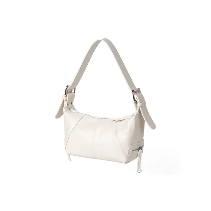 HAWA PU Biker Bag Handbag Shoulder Bag Medium Size Women's Black/White-5