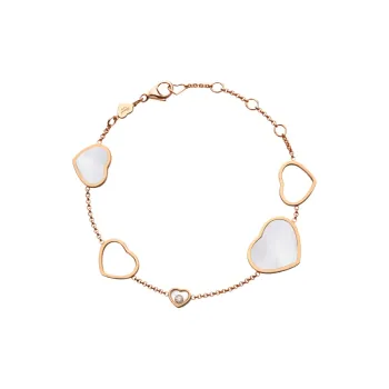 Chopard 18kt Rose Gold Happy Hearts Mother Of Pearl And Diamond Bracelet