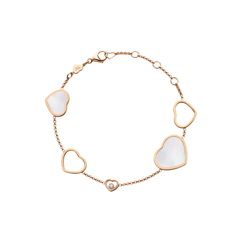 Chopard 18kt Rose Gold Happy Hearts Mother Of Pearl And Diamond Bracelet-0