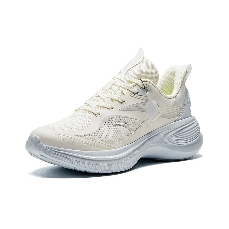 Anta Leaf 3.0 Waterproof And Breathable Height Increasing Low Top Sprint Running Shoes Women's White Gray-1