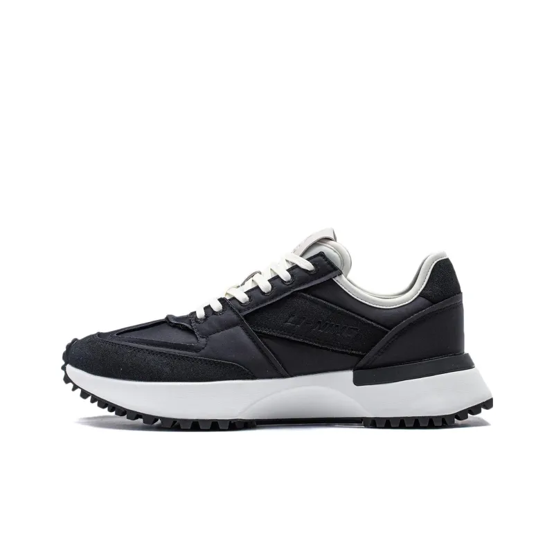 LiNing 001 VNTG Cushioning Breathable Low Top Running Shoes Men's Black-0