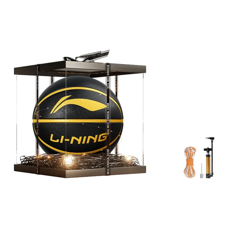 LiNing CBA Collection Rubber Basketball Black Gold Size 7 Training Unisex-1