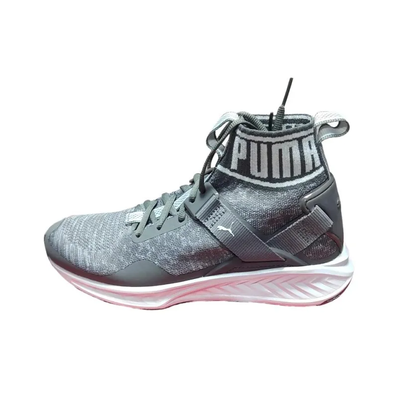 PUMA Ignite Evoknit Wear-resistant And Lightweight High-Top Running Shoes Women's Gray-0