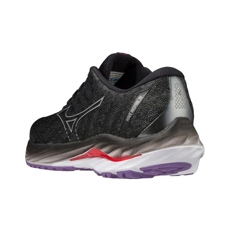Mizuno Wave Inspire 19 Wear-Resistant Low-Top Running Shoes Women's Black-3
