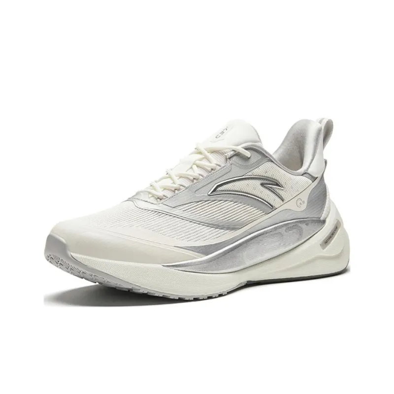 Anta Cushioning Wear Resistant Low Top Running Shoes Men's White Silver-1