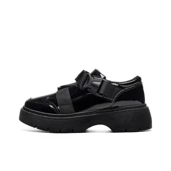 Warrior British Style Small Leather Shoes Chunky Heel Mary Jane Shoes Women's Black
