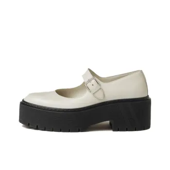 HERMES Hoxton Chunky Heel Mary Jane Shoes 6cm Women's Beige Black