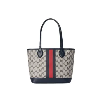 GUCCI Ophidia Canvas With Leather Tote Bag, Shopping Bag, Handbag Trumpets Women's Camel/Blue