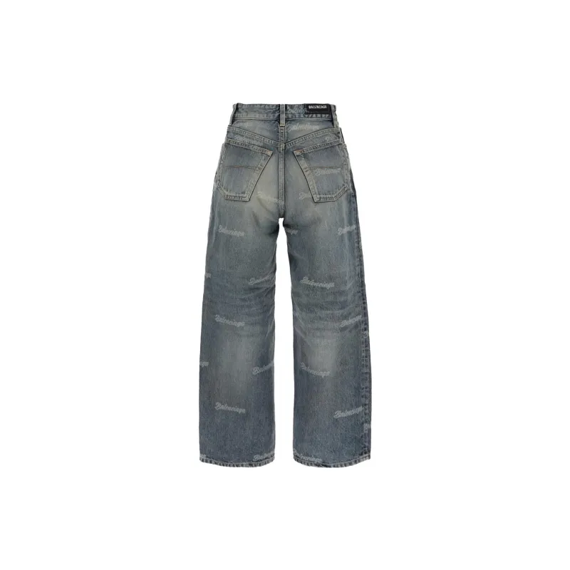 Balenciaga Logo Printed Low Rise Denim Jeans-1