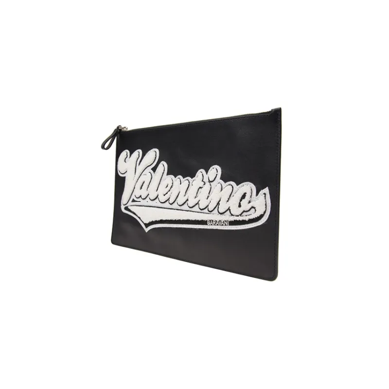 Valentino Leather Wallets Clutches Regular Unisex Black-1