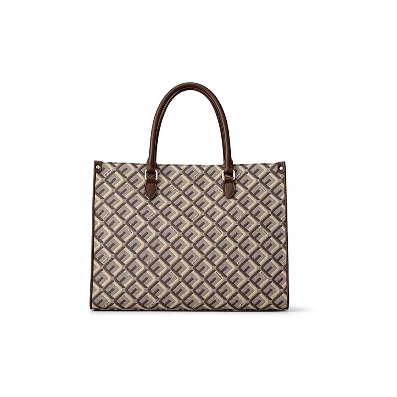 FION Fabric Micro Embroidery Tote One Shoulder Handbag Tubas Women's Multicolor-2
