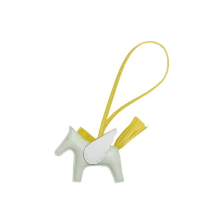 HERMES Calfskin Pendants Unisex White/Yellow-0