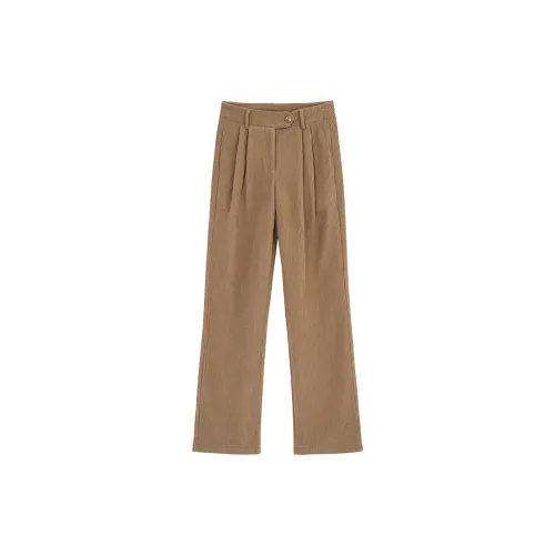 HSTYLE Casual Pants Women's Dark Khaki Fabric Color