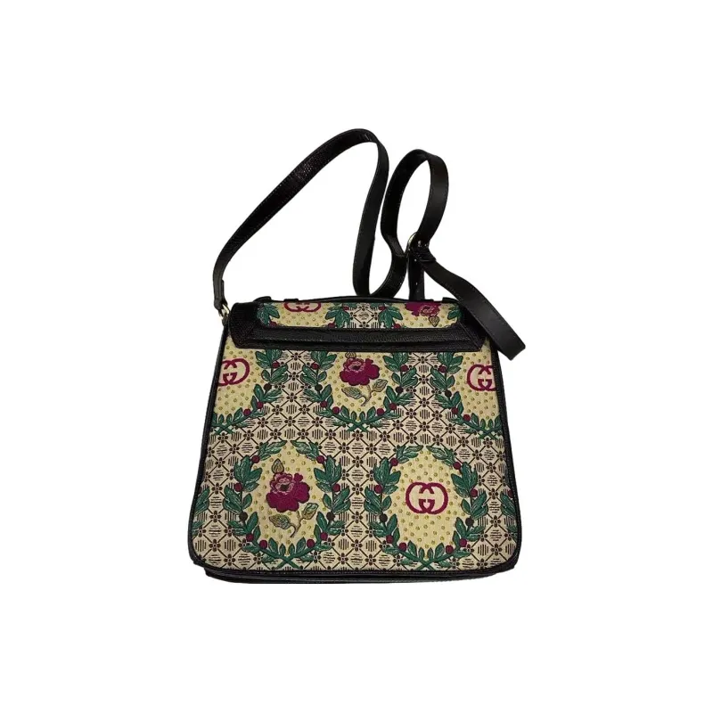 GUCCI Canvas With Leather Messenger Bag, Small Square Bag, Shoulder Bag Women's-4