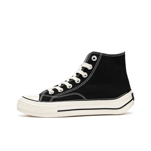 WARRIOR Cloud Sail Series Canvas Shoes Unisex High-Top Black