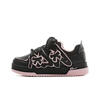 Warrior Anti Slip Wear Resistant Low Top Skateboard Shoes Women's Black Pink