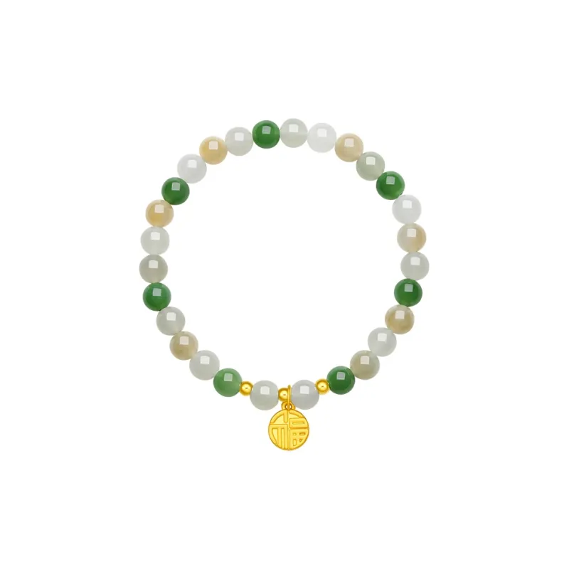 ZHOU LIU FU Gold Hetian Jade 'Lotus Of Blessings' Solid Gold Fixed Price Bracelets Women's-1