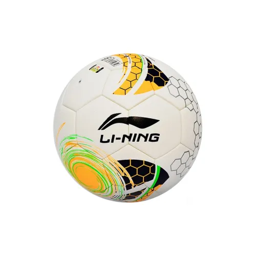 LiNing Size 5 Soccer PU Seamless Thermal bonding Unisex White/Neon Orange